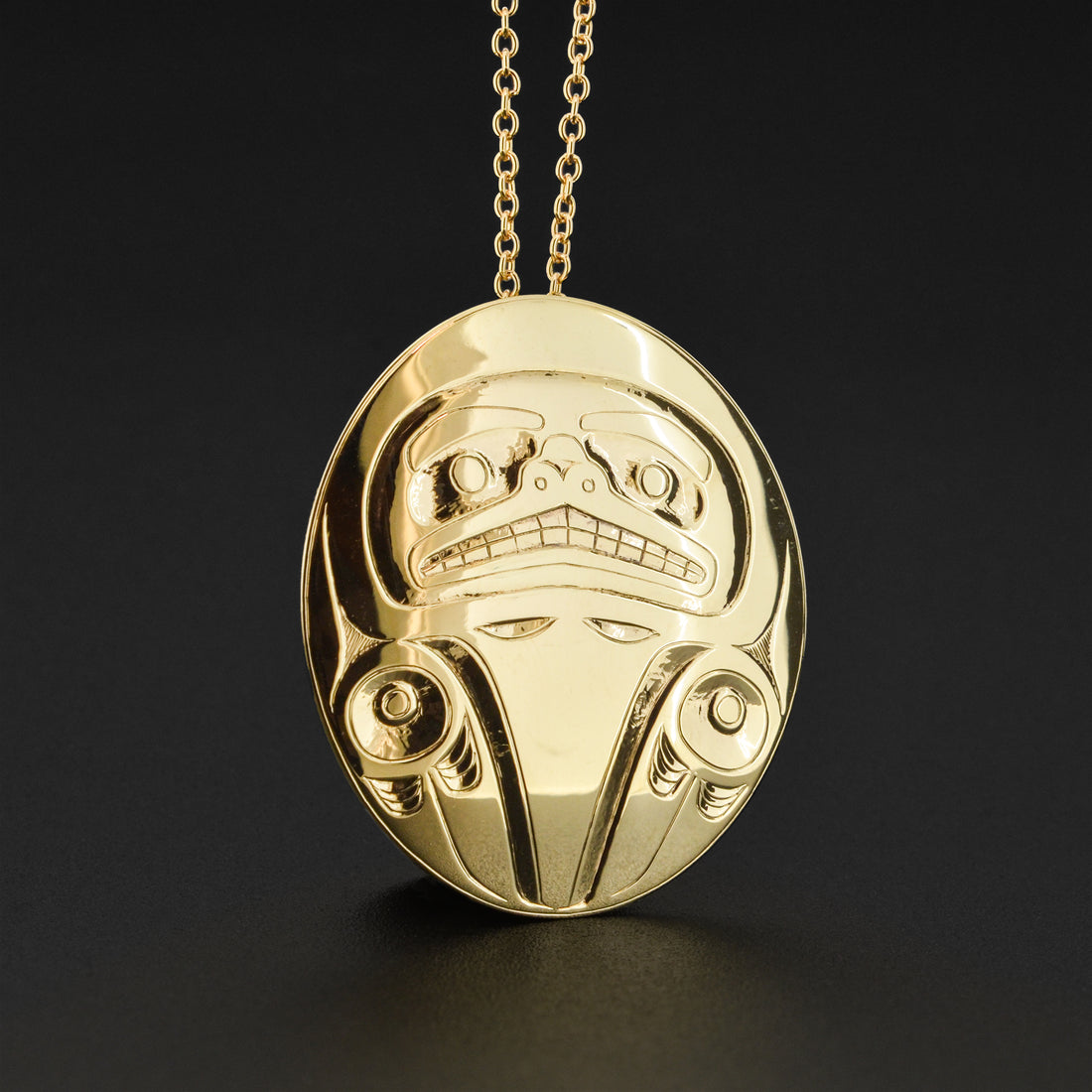 Raven with a Broken Beak - 14k Gold Pendant