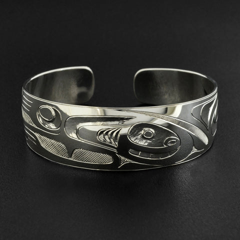 Human and Raven - Silver Bracelet