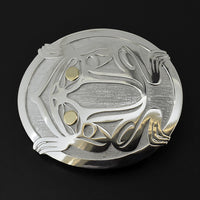 Frog - Silver Belt Buckle with 18k Gold