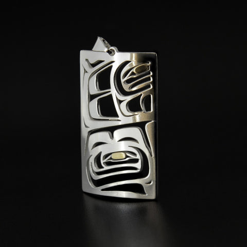 Raven Box - Silver Pendant with 18k Gold