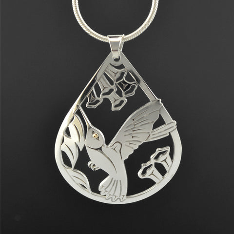 Hummingbird - Silver Pendant with 18k Gold