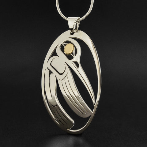 Hummingbird - Silver Pendant with 18k Gold