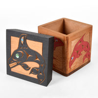 Killerwhale and Chinook - Bentwood Box with Abalone