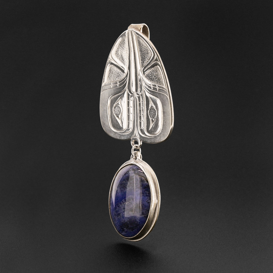Two Hummingbirds - Silver Pendant with Sodalite