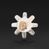 Hummingbird Sun - Silver Pendant with 14k Gold and Pink Tourmaline