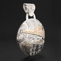 Hummingbird in Flight - Silver Pendant with 14k Gold