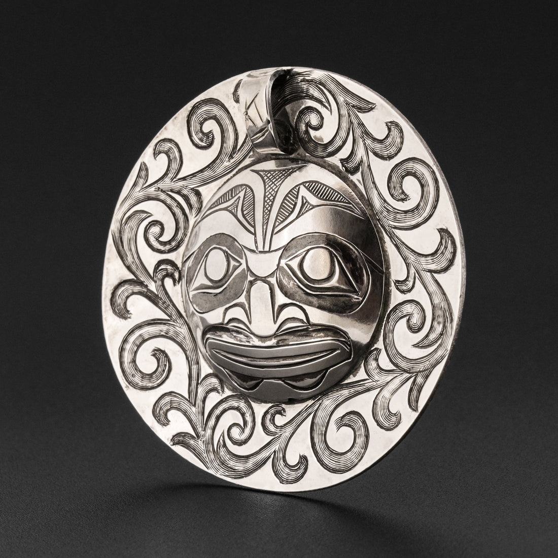 Hummingbirds and Moon - Silver Pendant