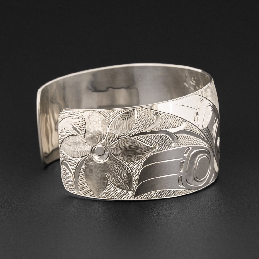 Hummingbird and Flowers - Silver Bracelet