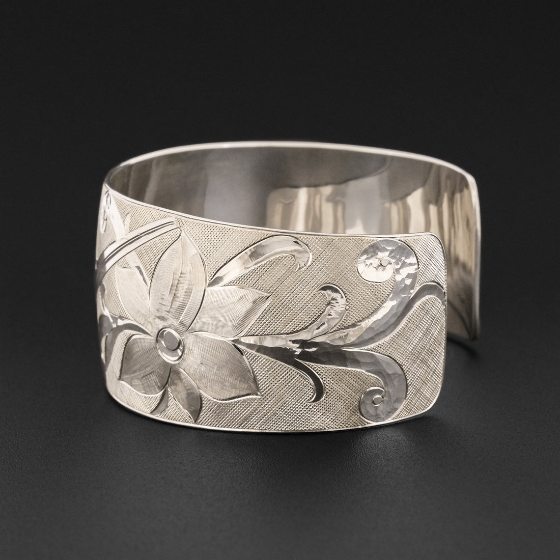 Hummingbird and Flowers - Silver Bracelet