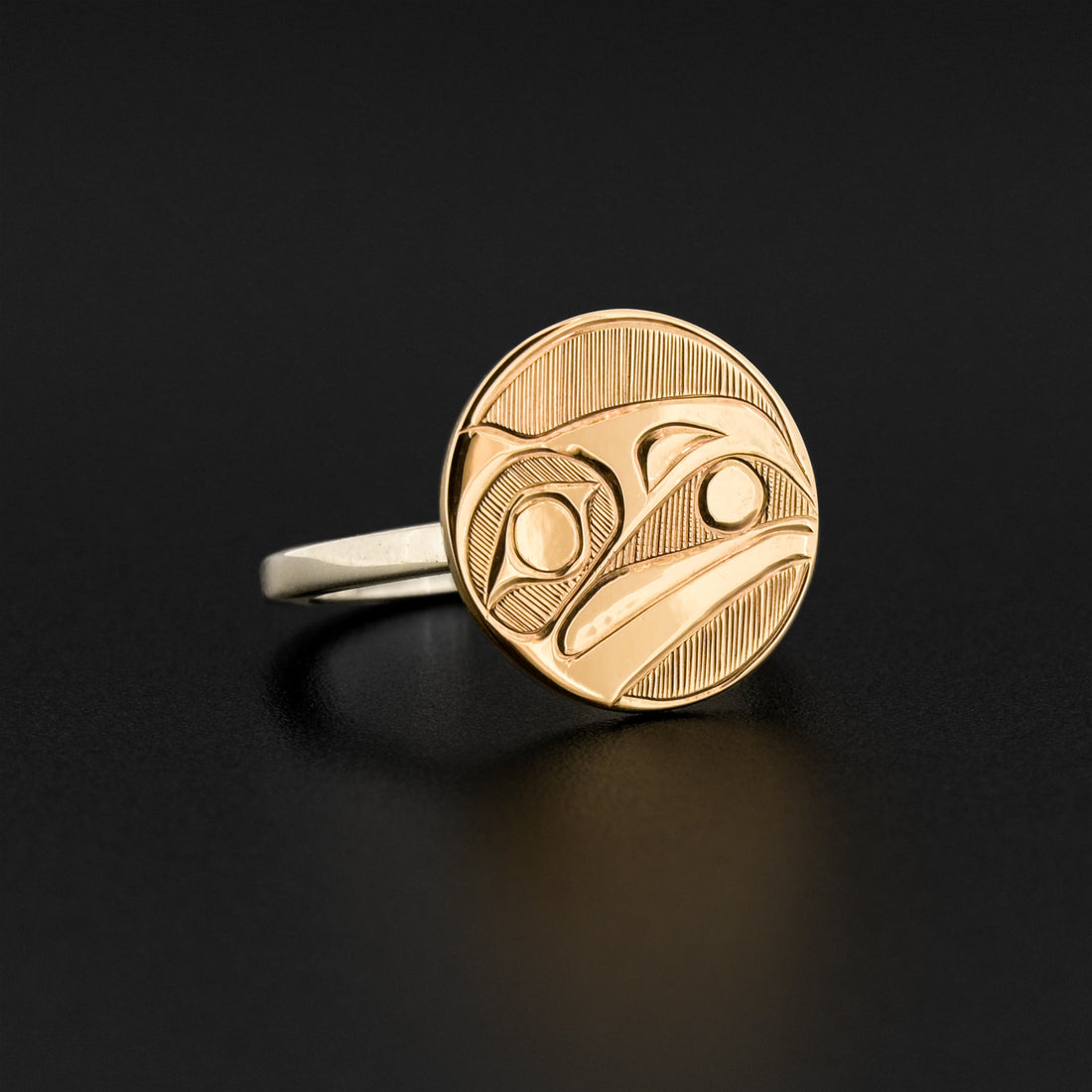 Raven and Light - Silver and 14k Gold Ring