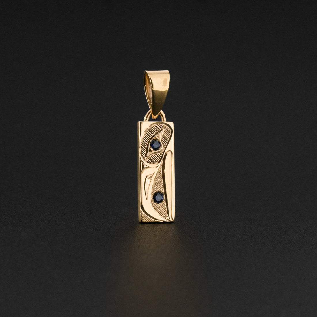 Raven - 14k Gold Pendant with Blue Sapphire
