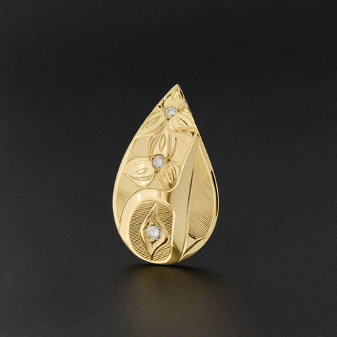 Hummingbird - 14k Gold Pendant with Diamonds