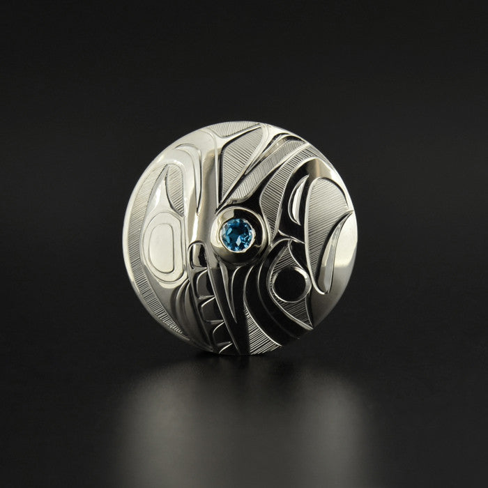 Whale and Eagle - Silver Pendant with Topaz
