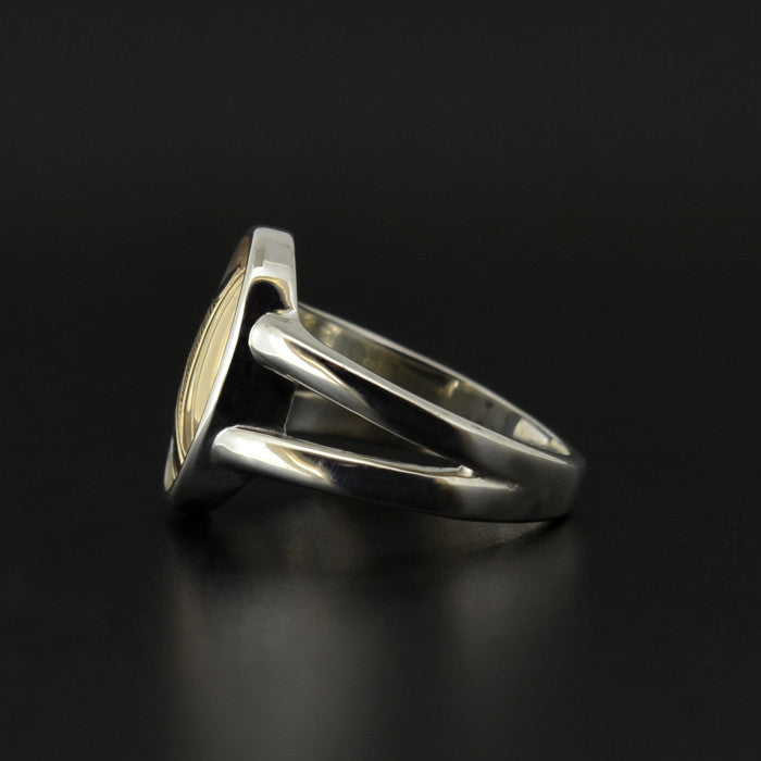Raven and the Light - Silver Ring with 14k Gold