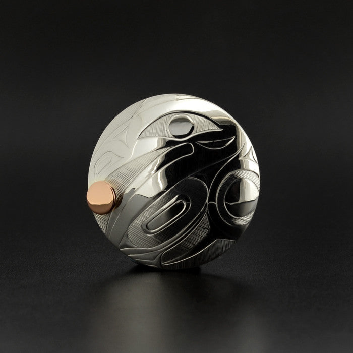 Raven and the Light - Silver Pendant with 14k Rose Gold