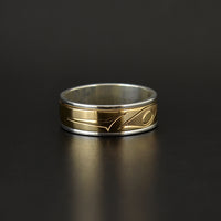 Raven and the Light - Silver Ring with 14k Gold Spinner