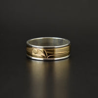 Raven and the Light - Silver Ring with 14k Gold Spinner