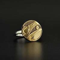 Raven and the Light - Silver Ring with 14k Gold