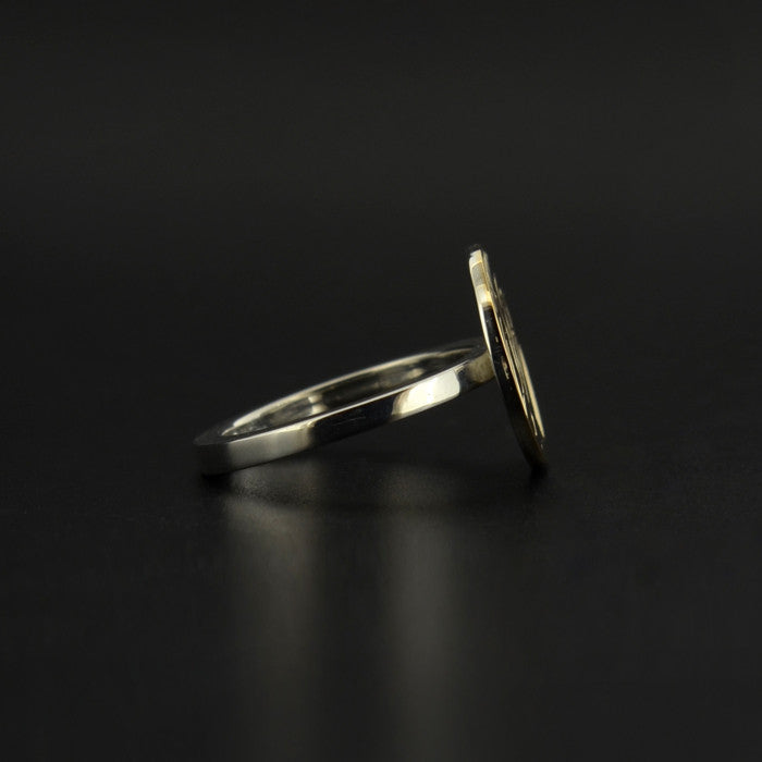 Raven and the Light - Silver Ring with 14k Gold