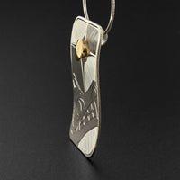 Wolf - Silver Pendant with 14k Gold