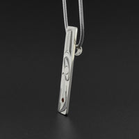Raven and Light - Silver Pendant with Garnet