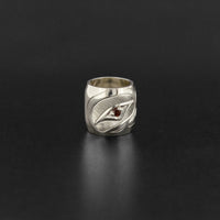 Raven and Light - Silver Bead with Garnet
