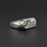Wolf - Silver Ring with Black Diamond