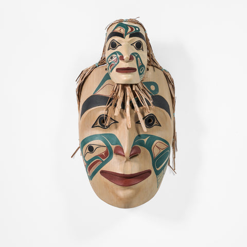 Dog Salmon Woman and Child - Red Cedar Mask