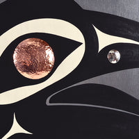 Raven and the Light - Acrylic on Wood Panel with Mixed Metals