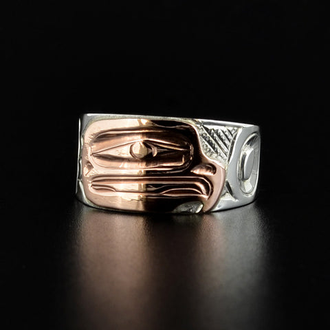 Eagle - Silver Ring with 14k Rose Gold
