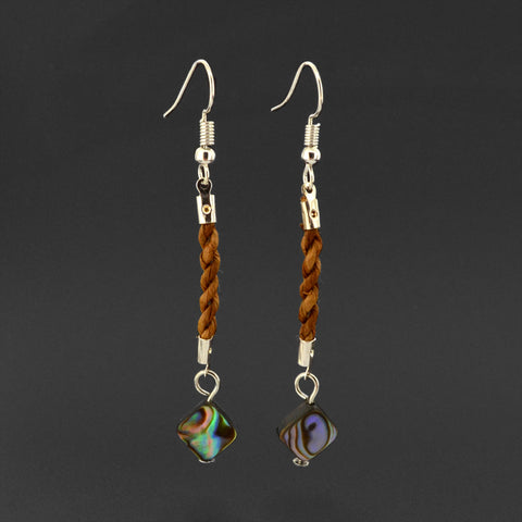 Bilaa Dangles - Silver Earrings with Cedar and Abalone