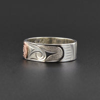 Hummingbird - Silver Ring with 14k Rose Gold