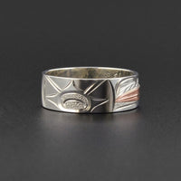 Hummingbird - Silver Ring with 14k Rose Gold