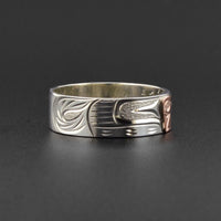 Wolf - Silver Ring with 14k Rose Gold