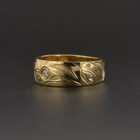 Raven and the Light - 14k Gold Ring with Diamond