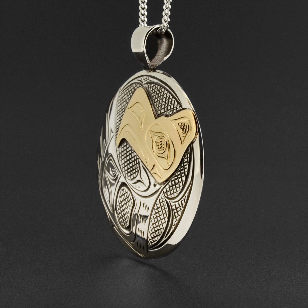 Eagle - Silver Pendant with 14k Gold