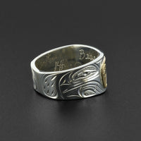 Bear - Silver Ring with 14k Gold