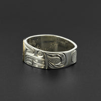 Wolf - Silver Ring with 14k Gold