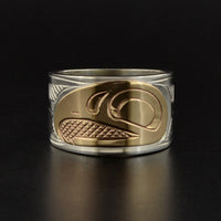 Eagle - Silver Ring with 14k Overlay