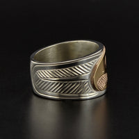 Eagle - Silver Ring with 14k Overlay