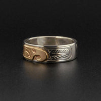 Hummingbird - Silver Ring with 14k Gold