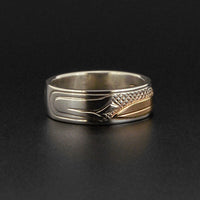 Hummingbird - Silver Ring with 14k Gold