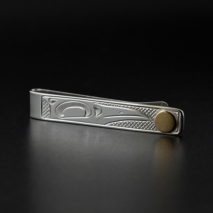 Raven and the Light - Silver Tie Bar with 14k Gold