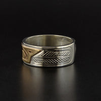 Raven - Silver Ring with 14k Overlay