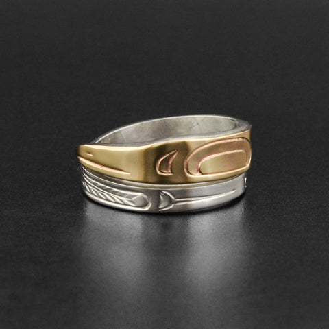 Raven - Silver Ring with 14k Gold