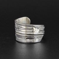 Eagle - Silver Wrap Ring with Garnet