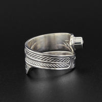 Eagle - Silver Wrap Ring with Garnet