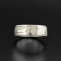 Wolf and Raven - Silver Ring with Amethyst