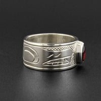Wolves - Silver Ring with Garnet