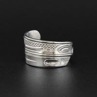 Hummingbird - Silver Wrap Ring with Topaz